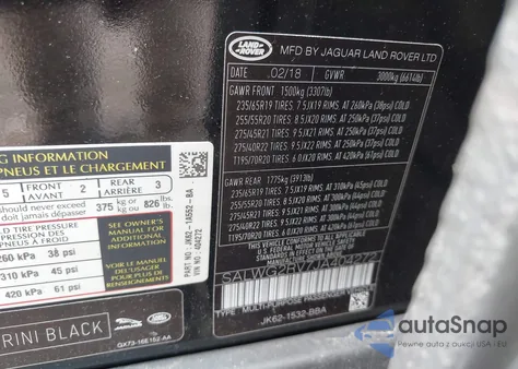 2018 Land Rover Range Rover Sport Se z USA, uszkodzony, nr VIN SALWG2RV7JA404272